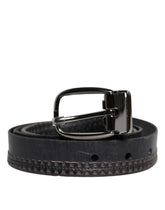 Dolce & Gabbana Black Leather Silver Tone Metal Buckle Belt